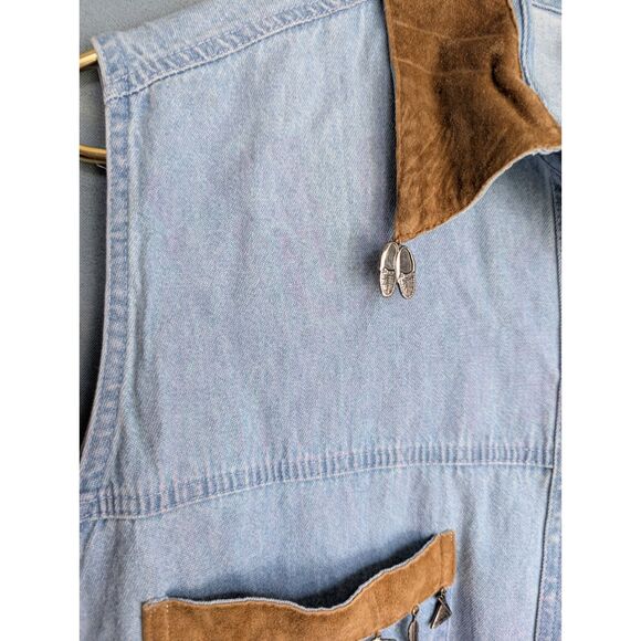 Vintage Country Legends 90s Denim and Suede Southwest Themed Vest New with Tags! - Picture 11 of 11